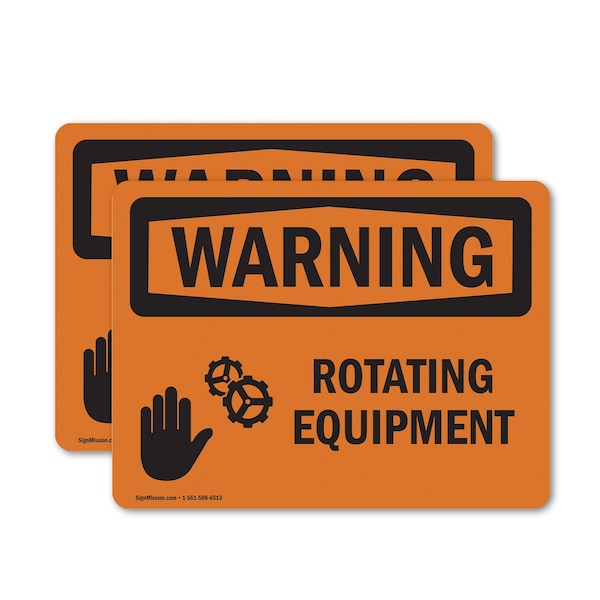 Signmission Rotating Equipment OSHA Warning Sign, Vinyl Decal, 10in W x 7in L, 2PK OS-2PACK-WS-D-710-L-12828 - main